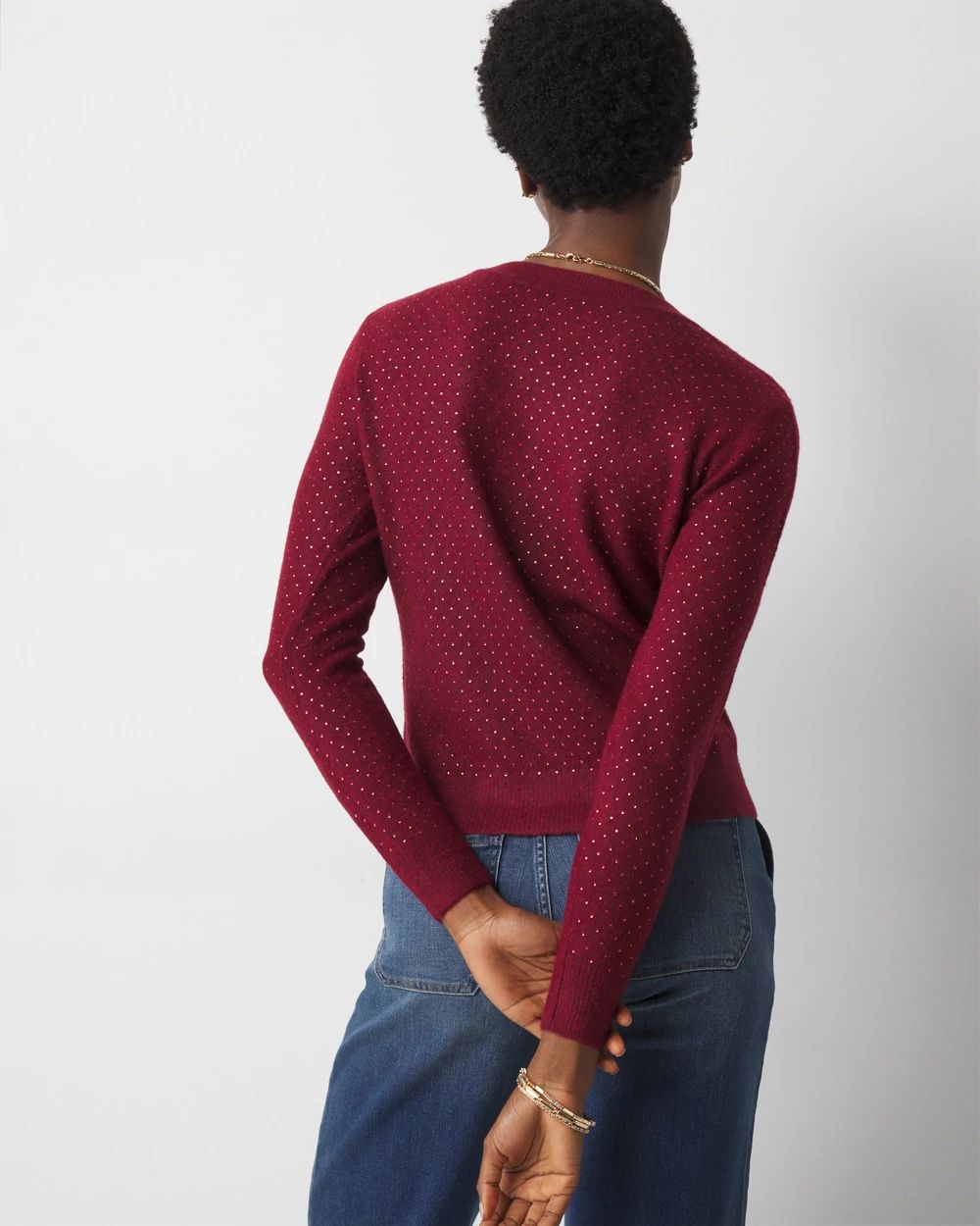 売れ筋商品|||ベベ ニット&セーター アウター レディース Women's Open Neck Rhinestone Trim Sweater Biking red Cable-Knit Turtleneck Sweater - Red - Ladies | H&M US